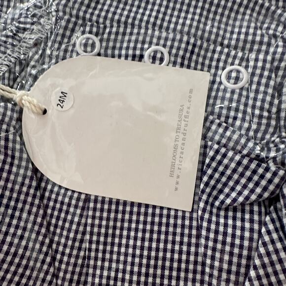 NWT Ricrac & Ruffles Tide's End Gingham Check Jon-Jon Romper - Picture 3 of 4
